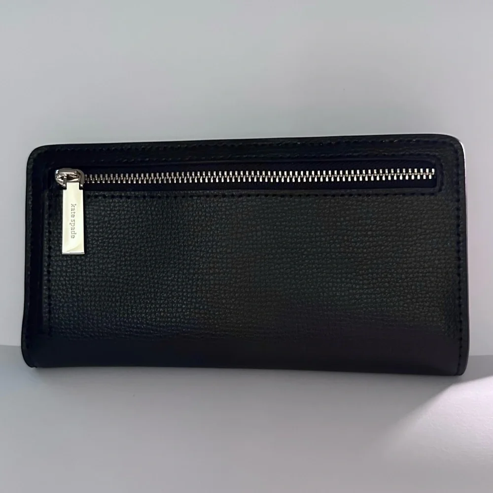 Kate Spade Black Refined Grain Leather Darcy Large Slim Bifold Wallet New w/ Tag - Picture 13 of 14